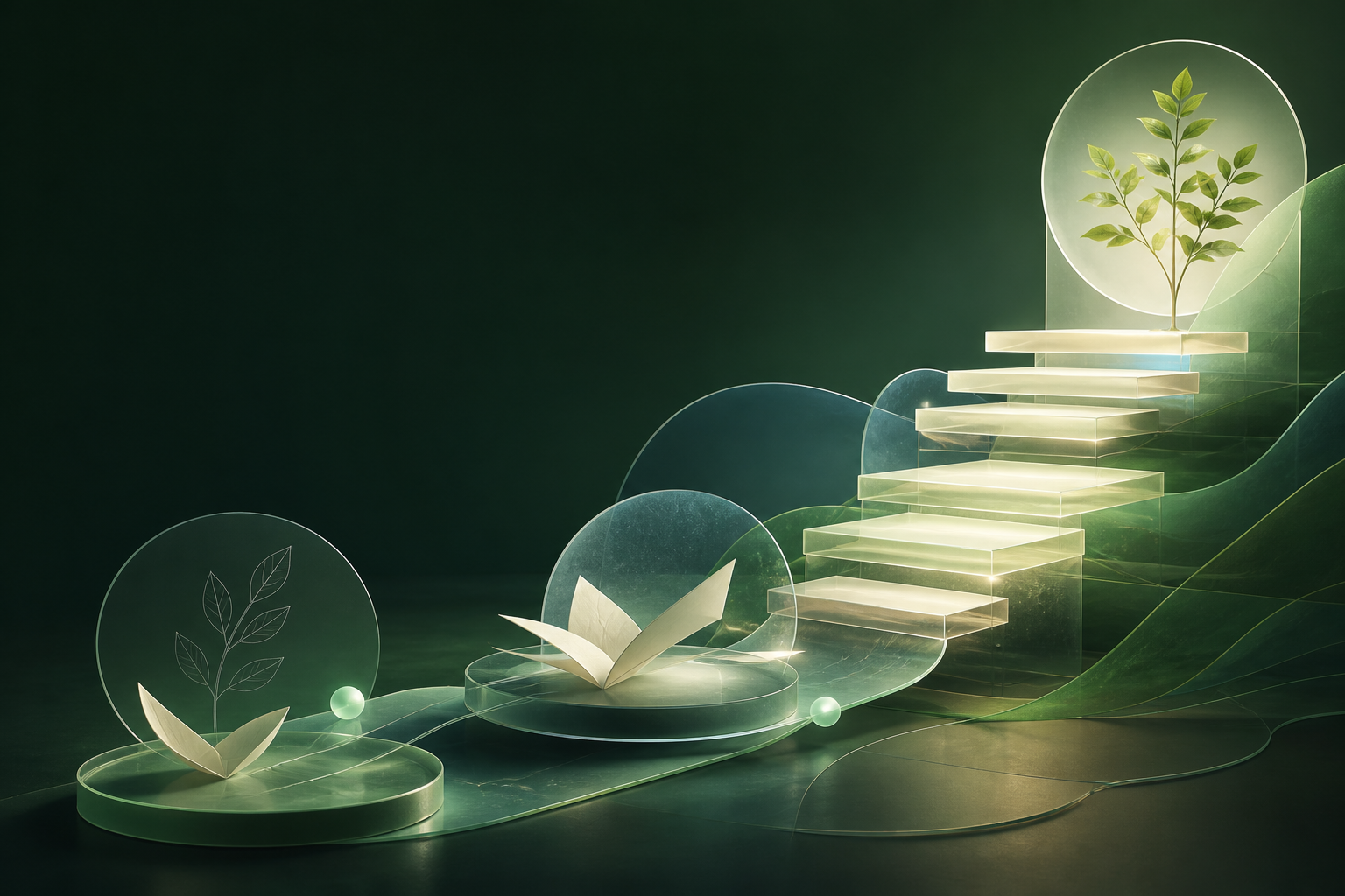 Conceptual editorial visualization of a connected human-performance learning path.